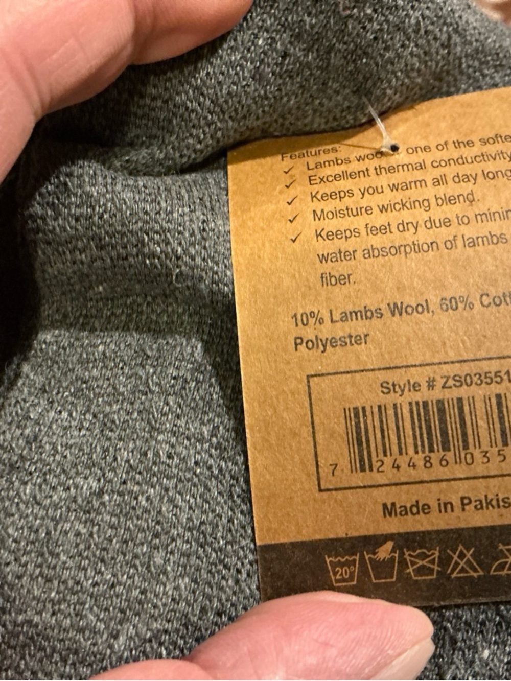 5 Pairs Dark Gray Lamb’s Wool Blend Crew Socks US 10-13 NWTs - Picture 2 of 2
